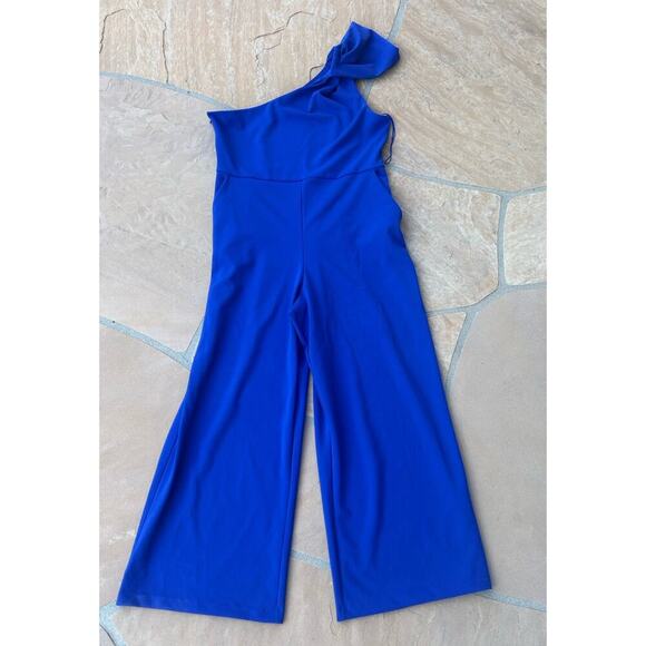 Express One Shoulder Wide-Leg Jumpsuit Royal Blue size XL JW - Picture 2 of 3